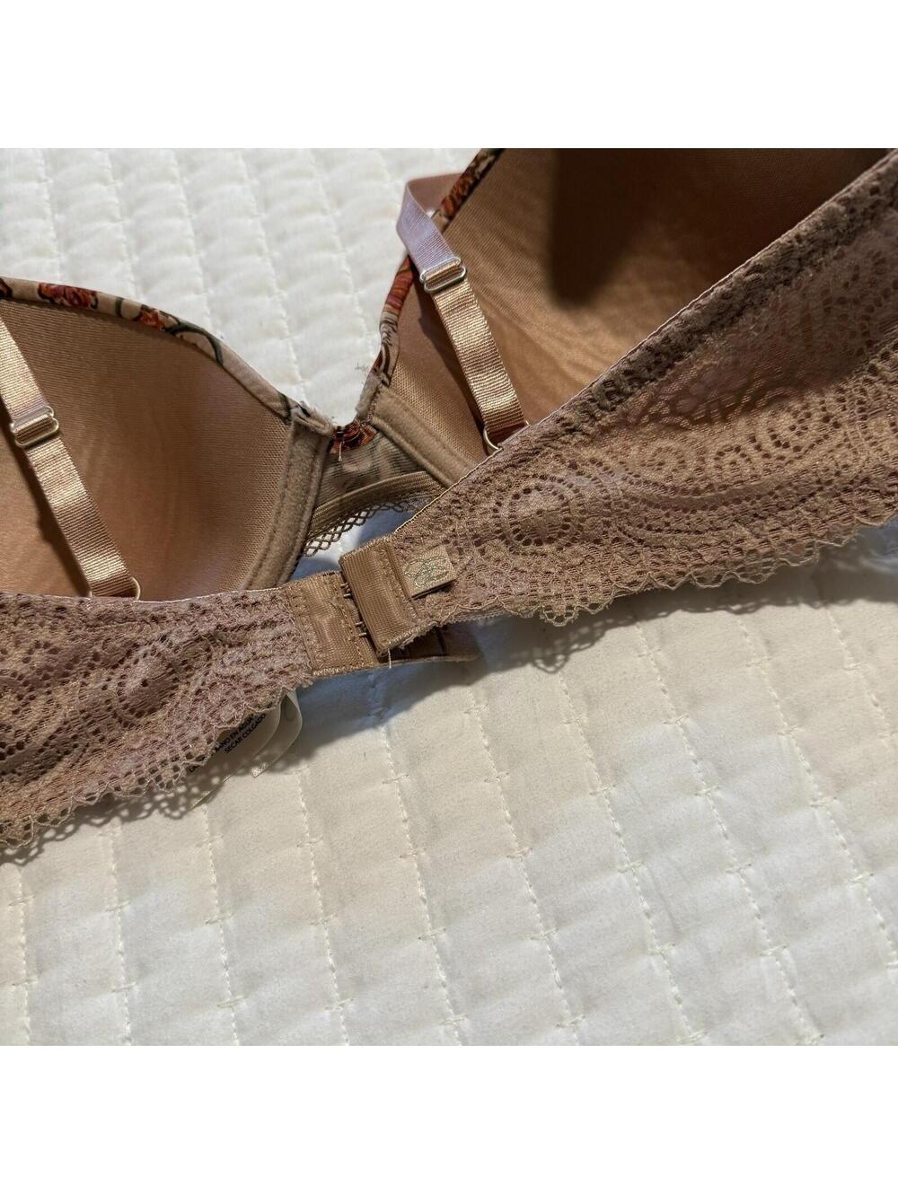 Jessica Simpson 36C Taupe Mauve With Flowers Bra Underwire Lined Floral - Picture 11 of 15